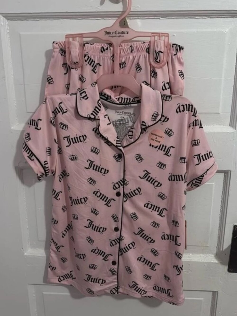 NWT Juicy Couture Pink Juicy Crown Kid’s 2 Piece Sleep Set size 7/8